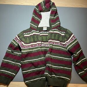 Gymboree Green and Burgundy Striped Sweater